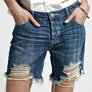 One Teaspoon Stevies Low Rise Distressed Slouchy Blue Jean Shorts Women’s Sz 23